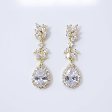 Swarovski Vine Leaves Drop, Long Dangle Crystal, Diamond Earrings, Long Bridal Jewelry, Crystal Bridal Earrings, Statement Earrings Cz